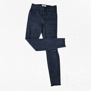 Madewell Washed Black Distressed 9 in High Rise Ankle Crop Skinny Jeans Size 25